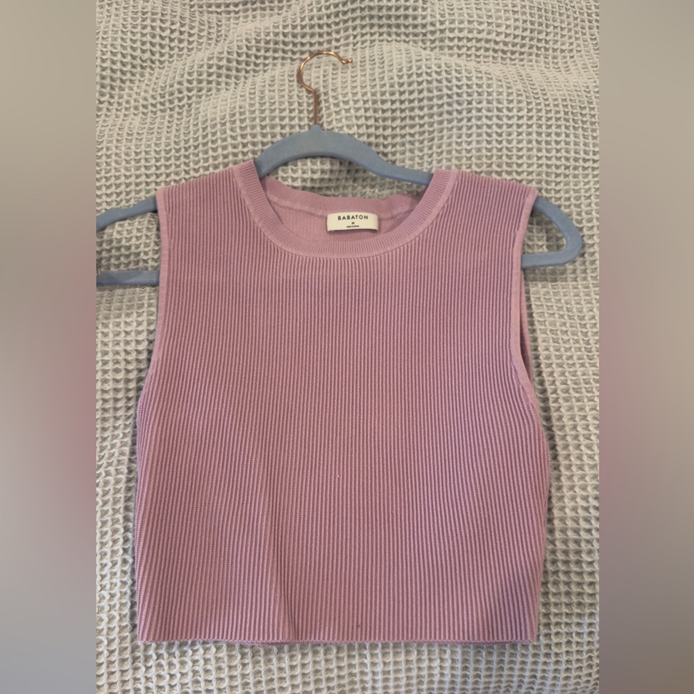 Aritzia Babaton Ribbed Tank in Soft Mauve